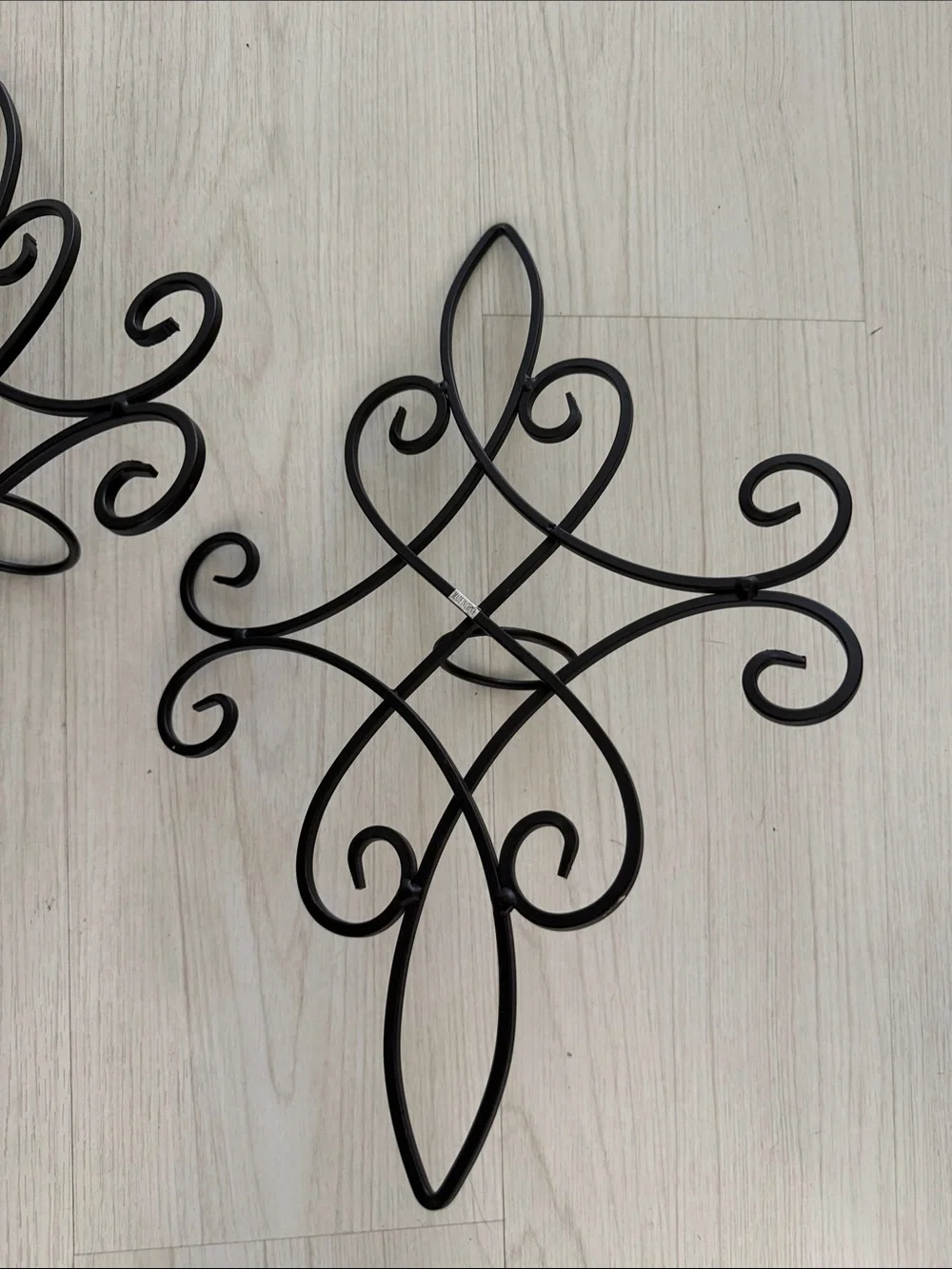 Decorative Black Metal Wall Scroll Pair - Elegant Home Wall Decor